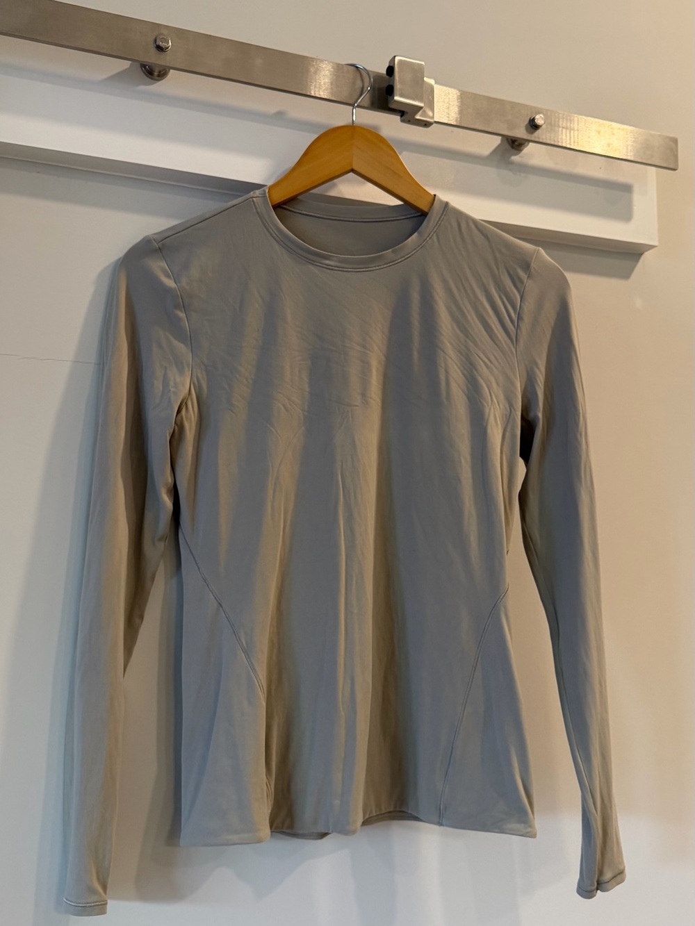 Lululemon Wundermost Ultra-Soft Nulu Crewneck Long Sleeve Taupe Medium